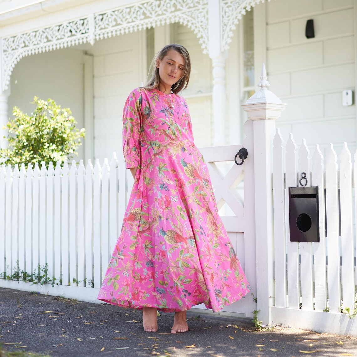 Blossoming Bliss' 100% Cotton Maxi Dress | Floral Boho Look