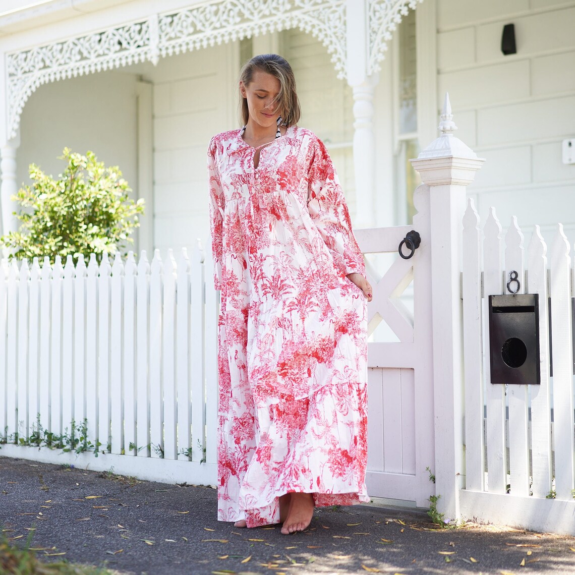 Vintage Botanicals' 100% Cotton Maxi Dress | Rustic Floral