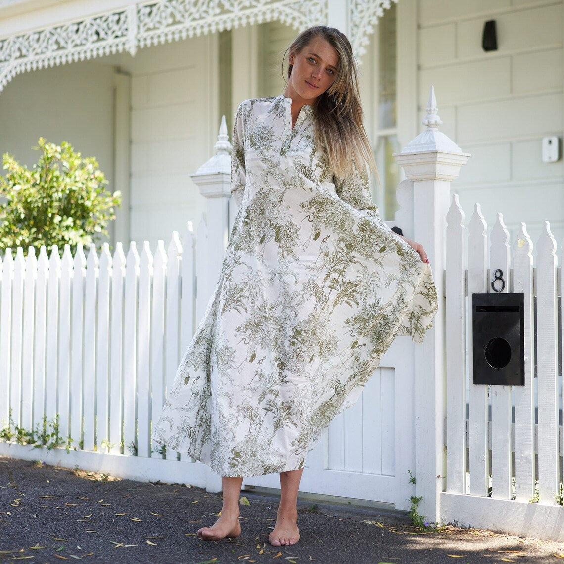 Timeless Tranquility' 100% Cotton Maxi Dress | Relaxed Look