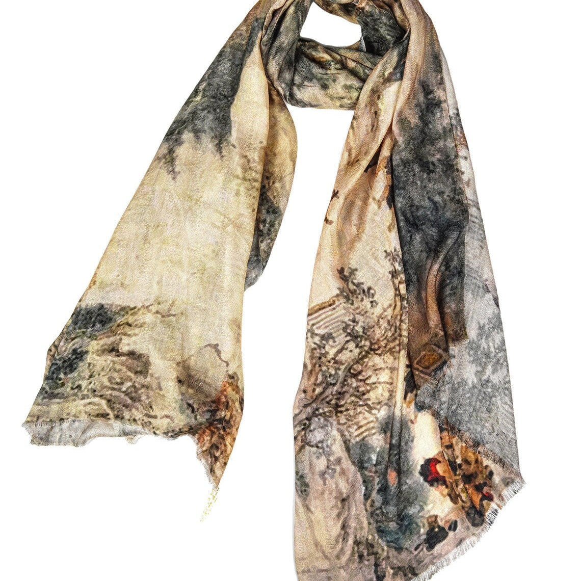 Silk Modal Scarf - Beige/Grey | Subtle & Stylish