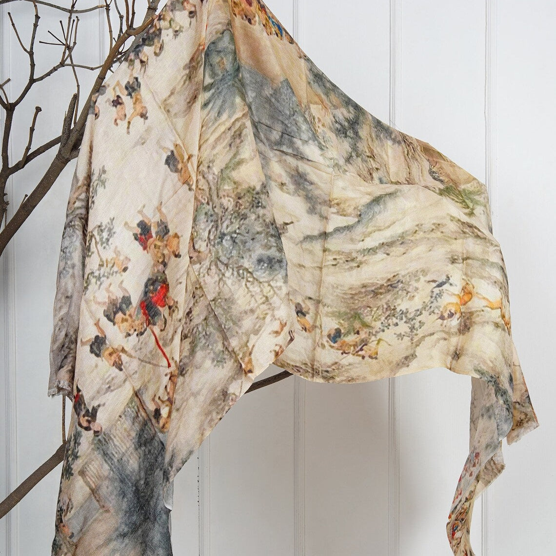 Silk Modal Scarf - Beige/Grey | Subtle & Stylish