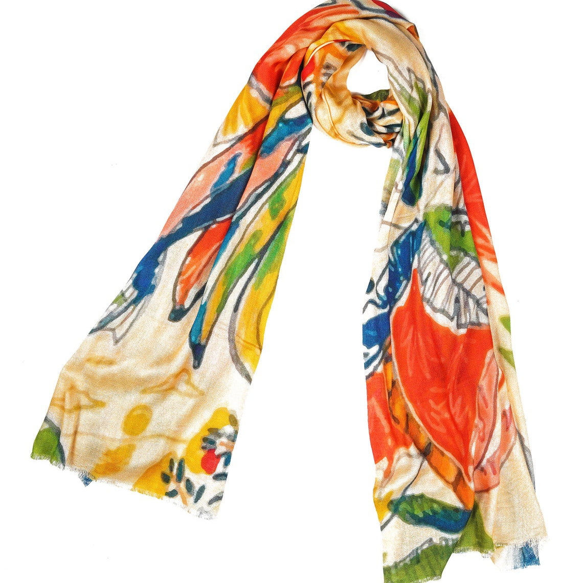 Silk Modal Scarf - Cream/Yellow | Classic Soft Style