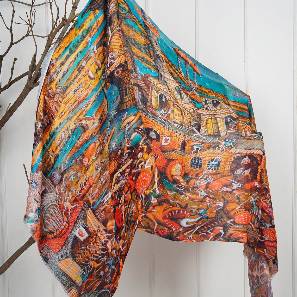 Silk Modal Scarf - Brown/Blue | Modern Wrap