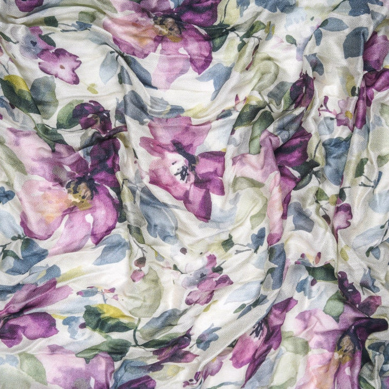 Silk Modal Scarf - Pink Floral | Chic & Feminine