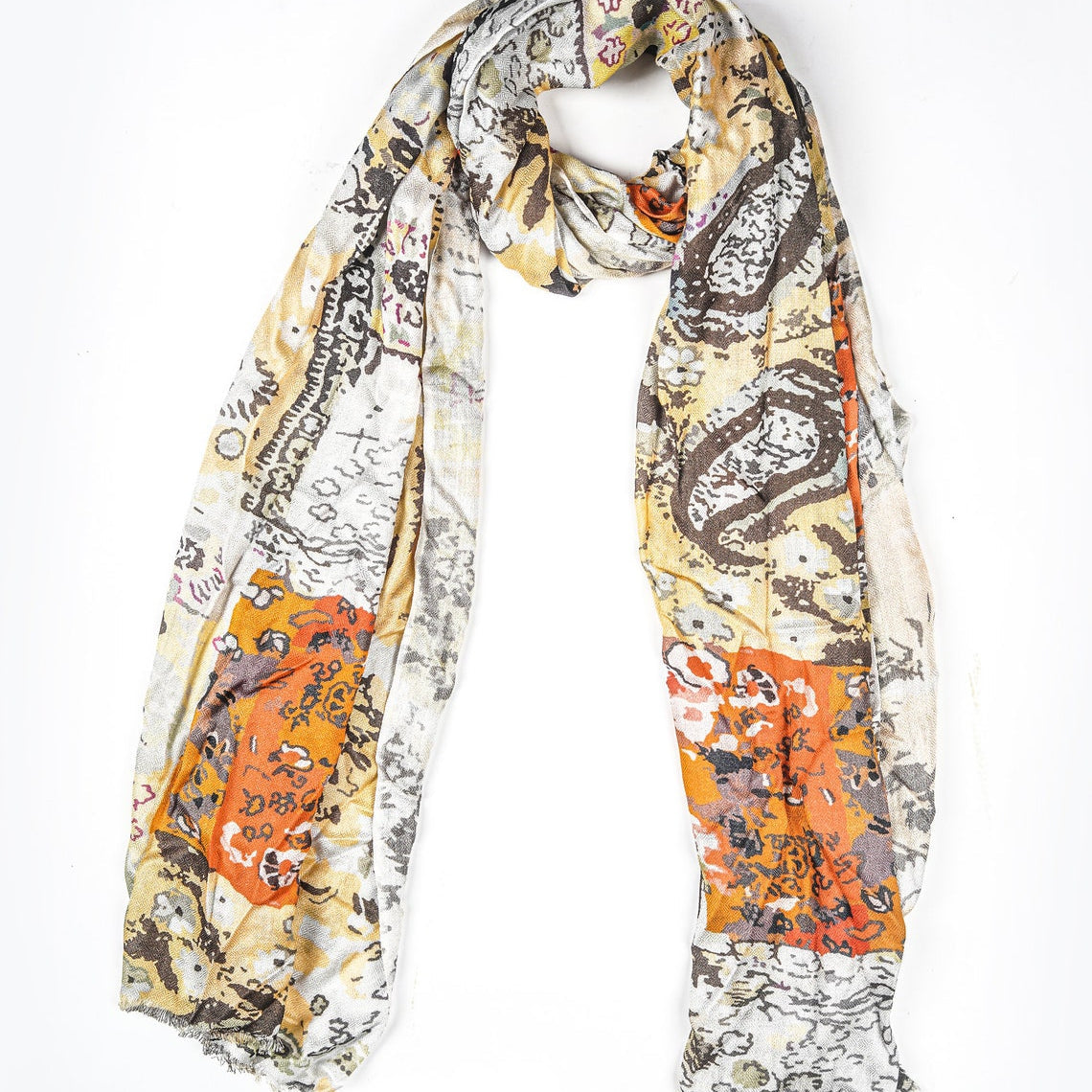 Silk Modal Scarf - White/Yellow | Lightweight Elegance