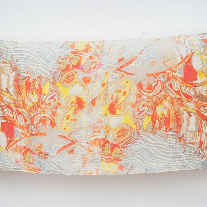 Silk Modal Scarf - Cream/Orange | Vibrant & Soft