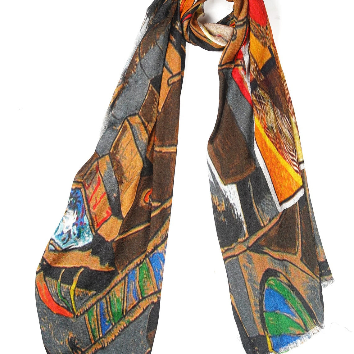 Silk Modal Scarf - Grey/Brown | Elegant Wrap