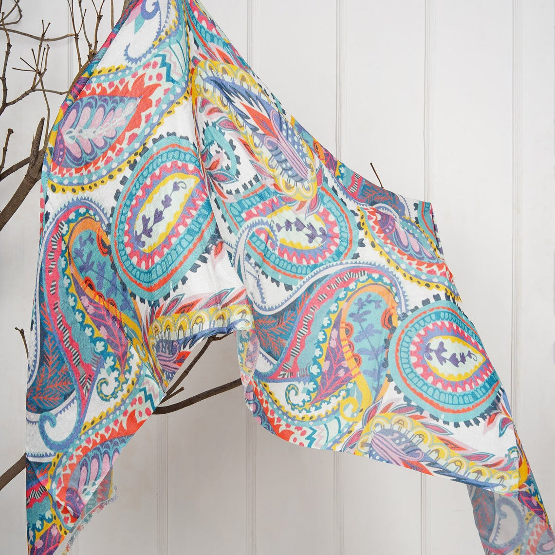 Silk Modal Scarf - White/Blue | Soft & Stylish