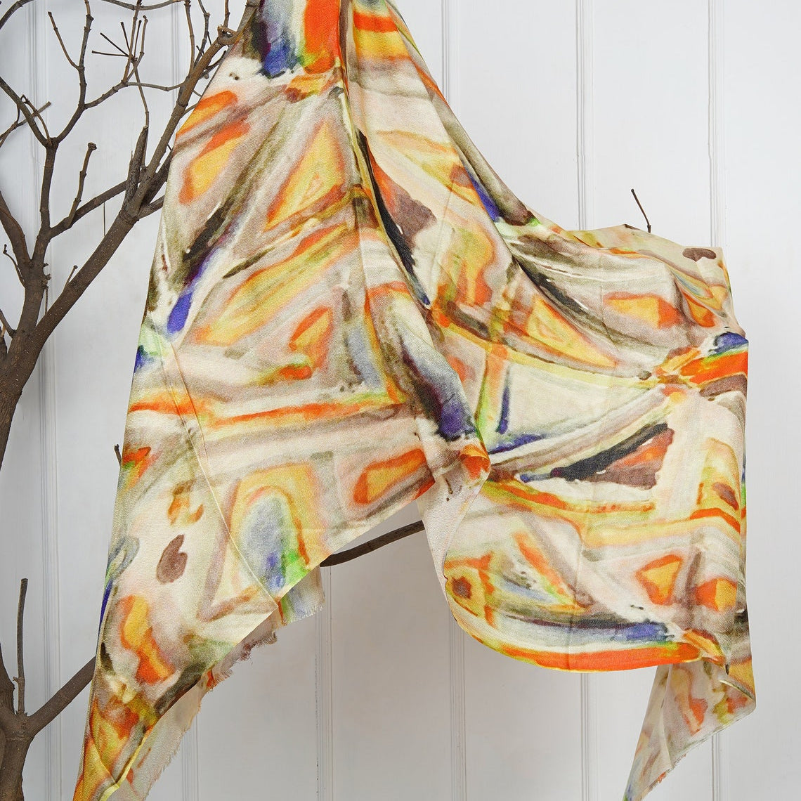 Silk Modal Scarf - Yellow/Cream | Chic & Soft