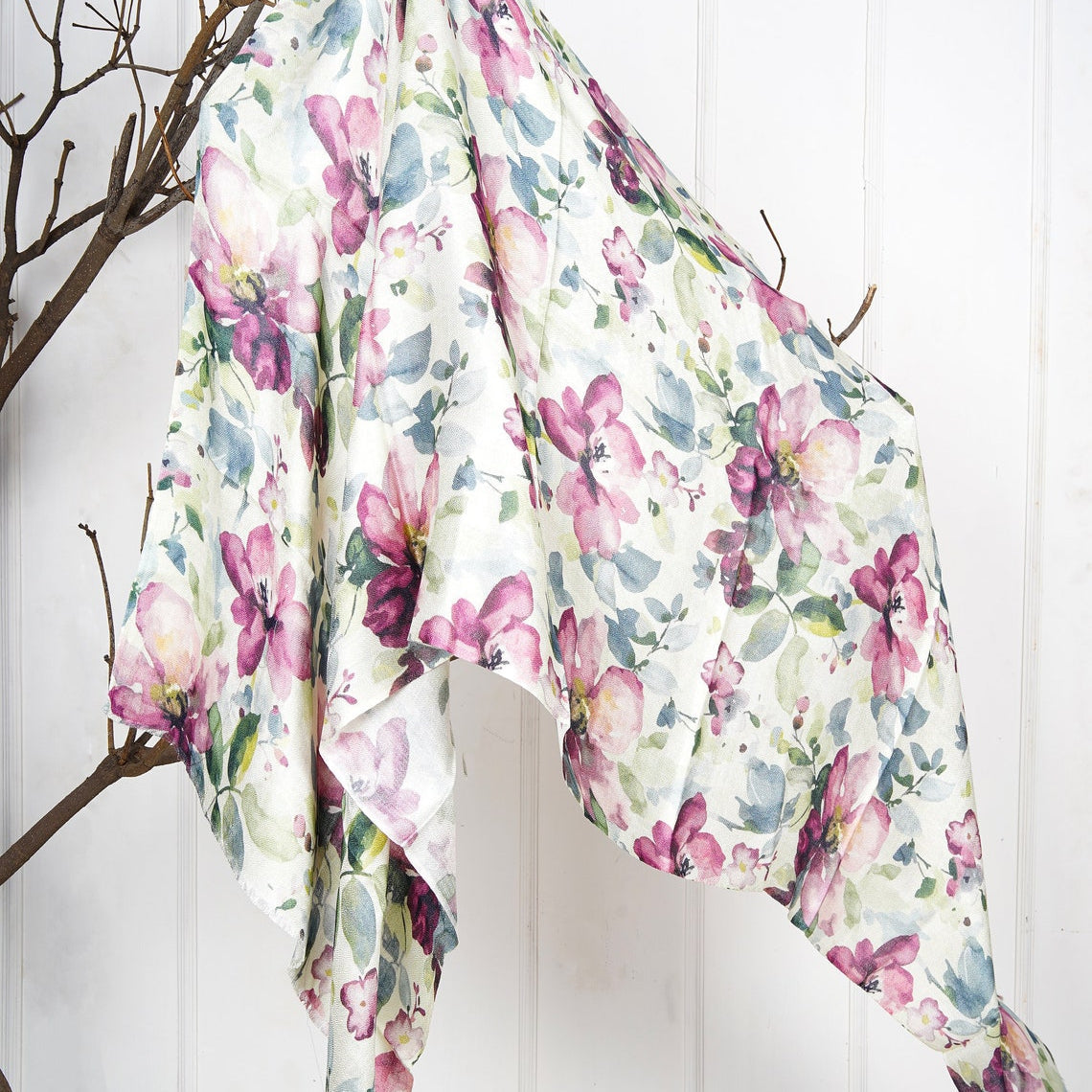 Silk Modal Scarf - Pink Floral | Chic & Feminine