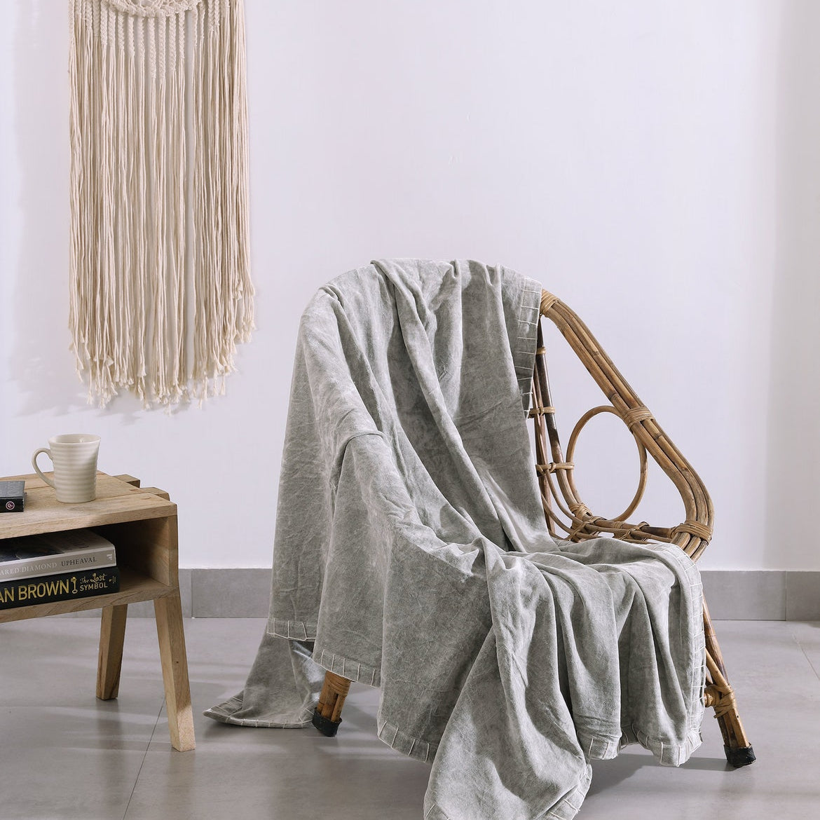 Throw Blanket - Boho Grey | Luxury Cotton Rug