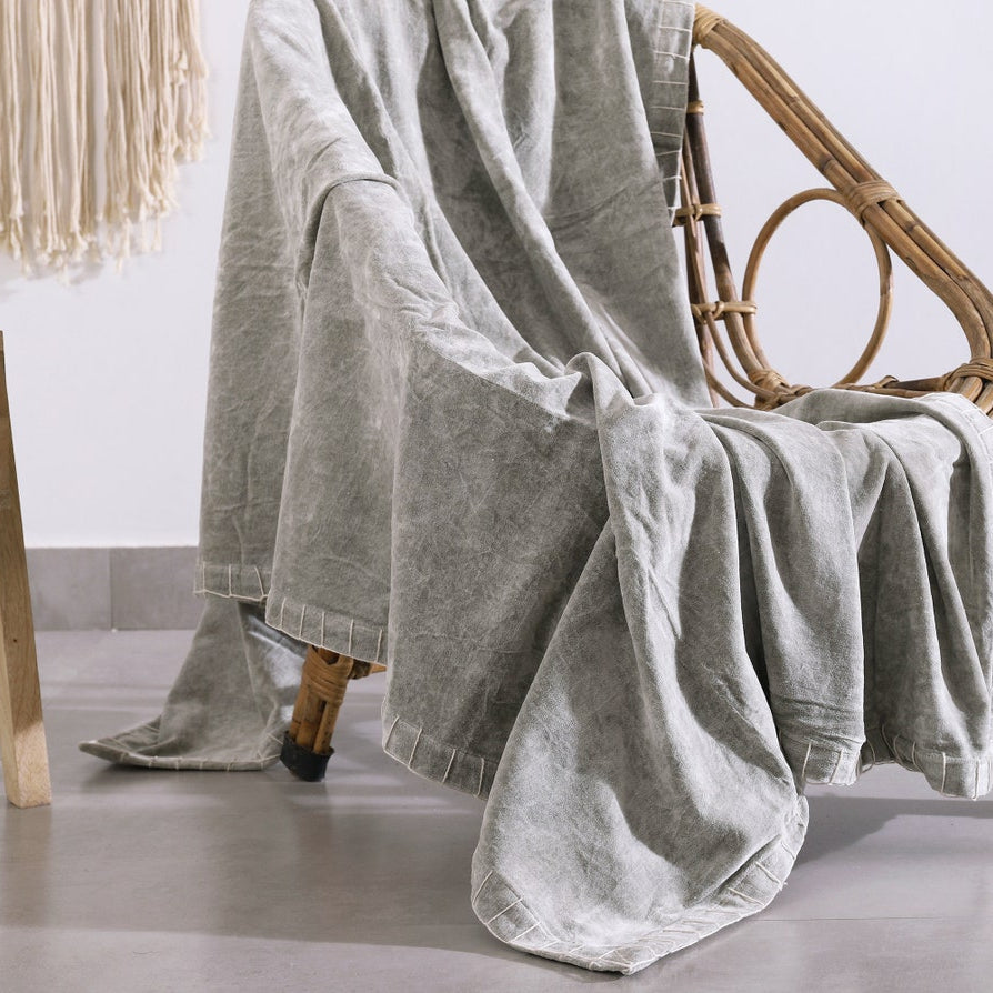 Throw Blanket - Boho Grey | Luxury Cotton Rug