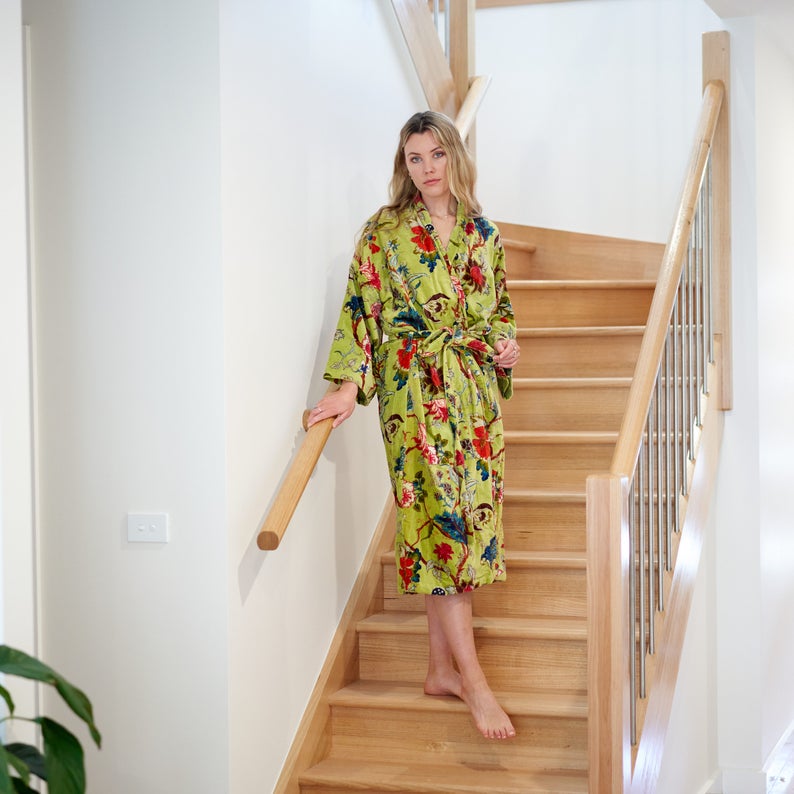 Frida Floral Kimono - 100% Cotton Bathrobe