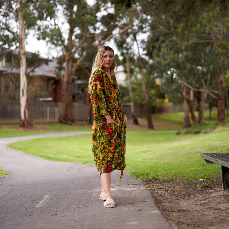 Opulent Oasis - Velvet Kimono Robe