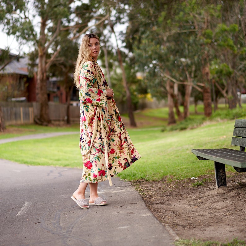 Floral Kimono - 100% Cotton Bathrobe