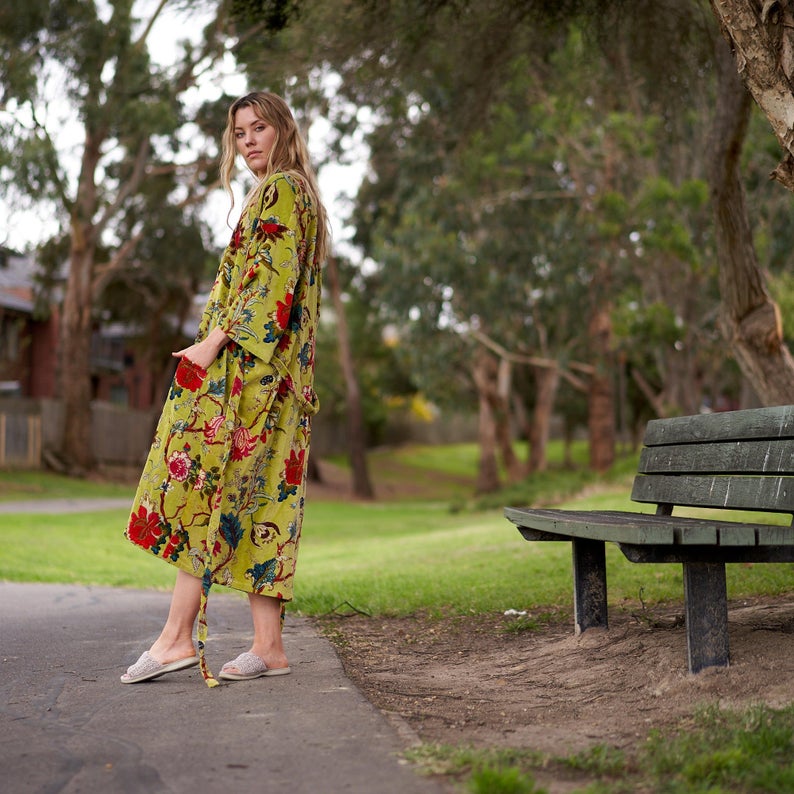 Lavish Blossoms - Velvet Kimono Robe