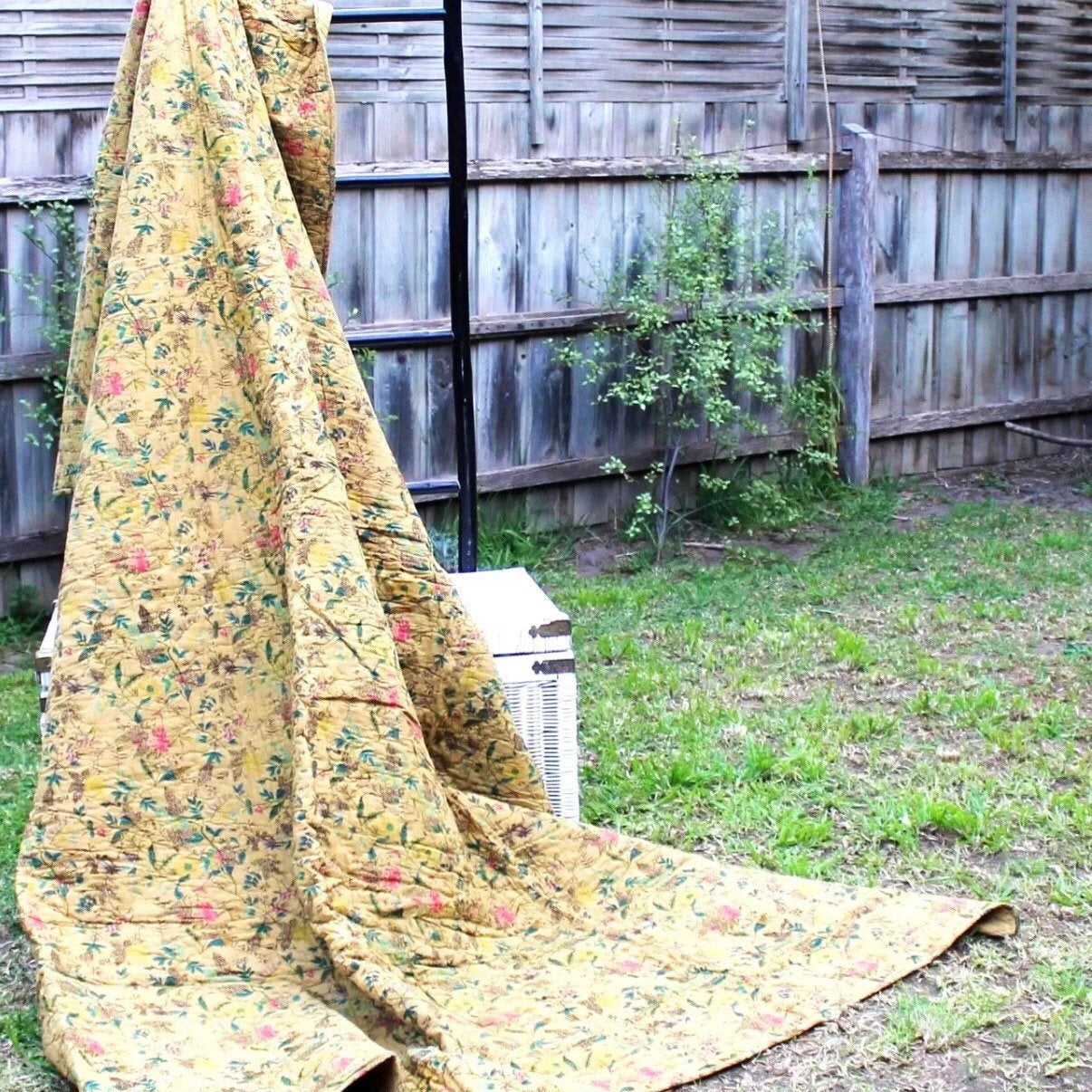 Boho Kantha Blanket Duvet - Mustard Haze, Soft