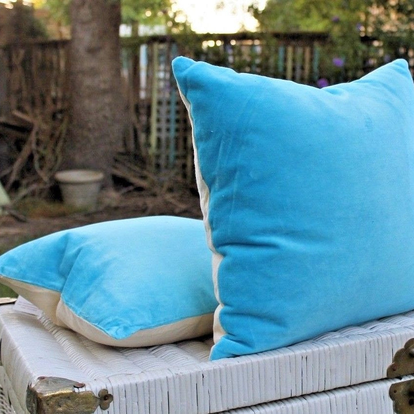 Sea & Sky Cotton Velvet Cushion Cover