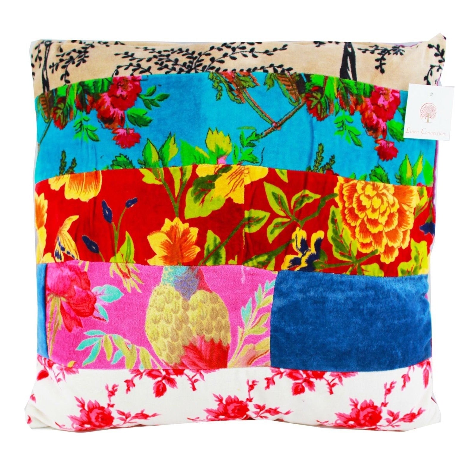 Boho Florals Velvet Patchwork Cushion