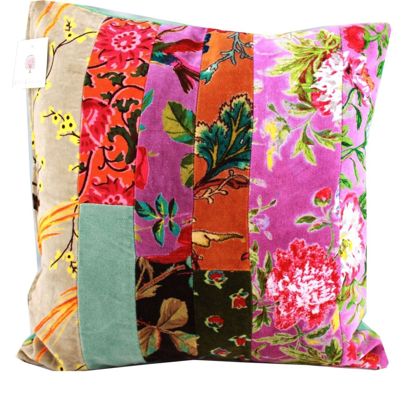 Boho Florals Velvet Patchwork Cushion