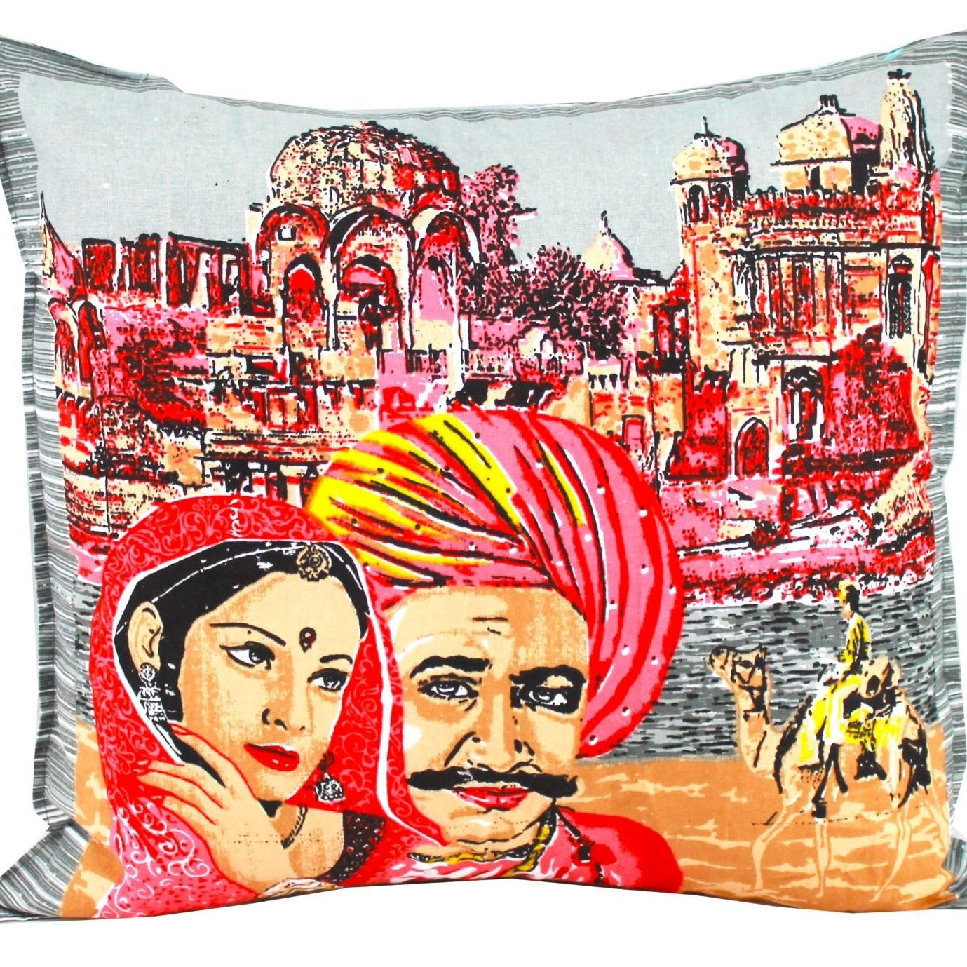 Exotic Elegance Hand-Printed Cotton Cushion Cover