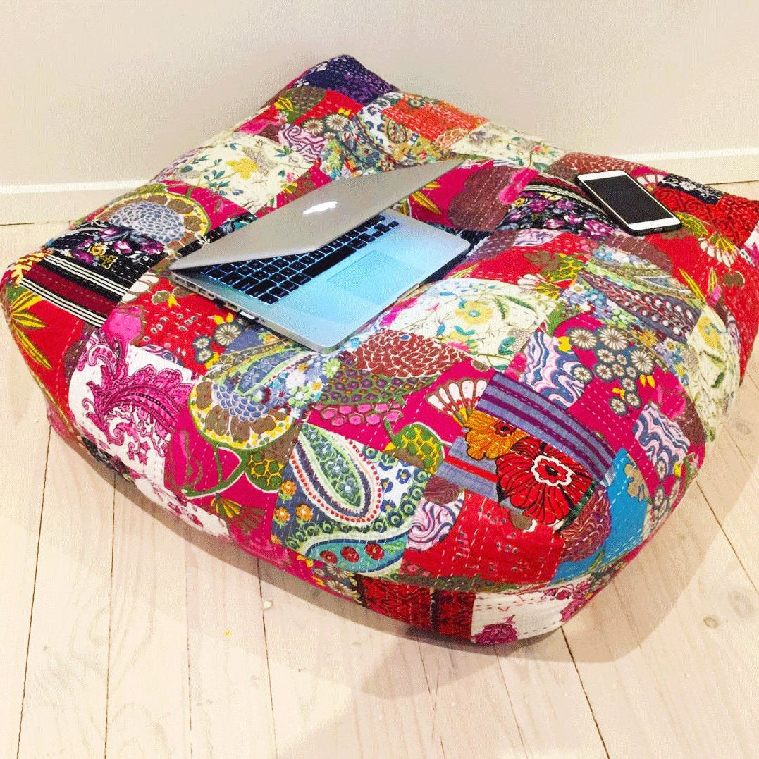 Large Kantha Floor Cushion - Yoga & More