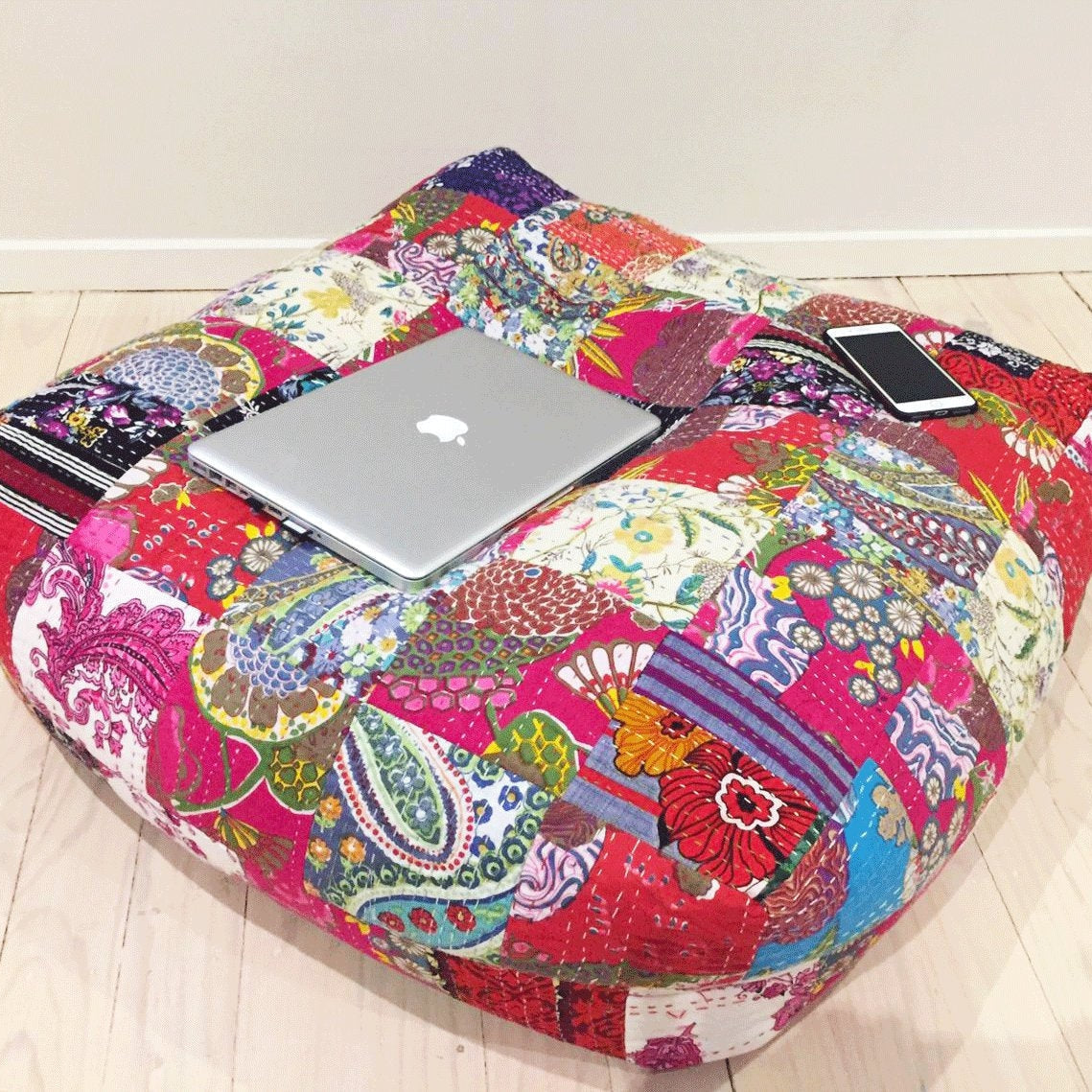 Large Kantha Floor Cushion - Yoga & More