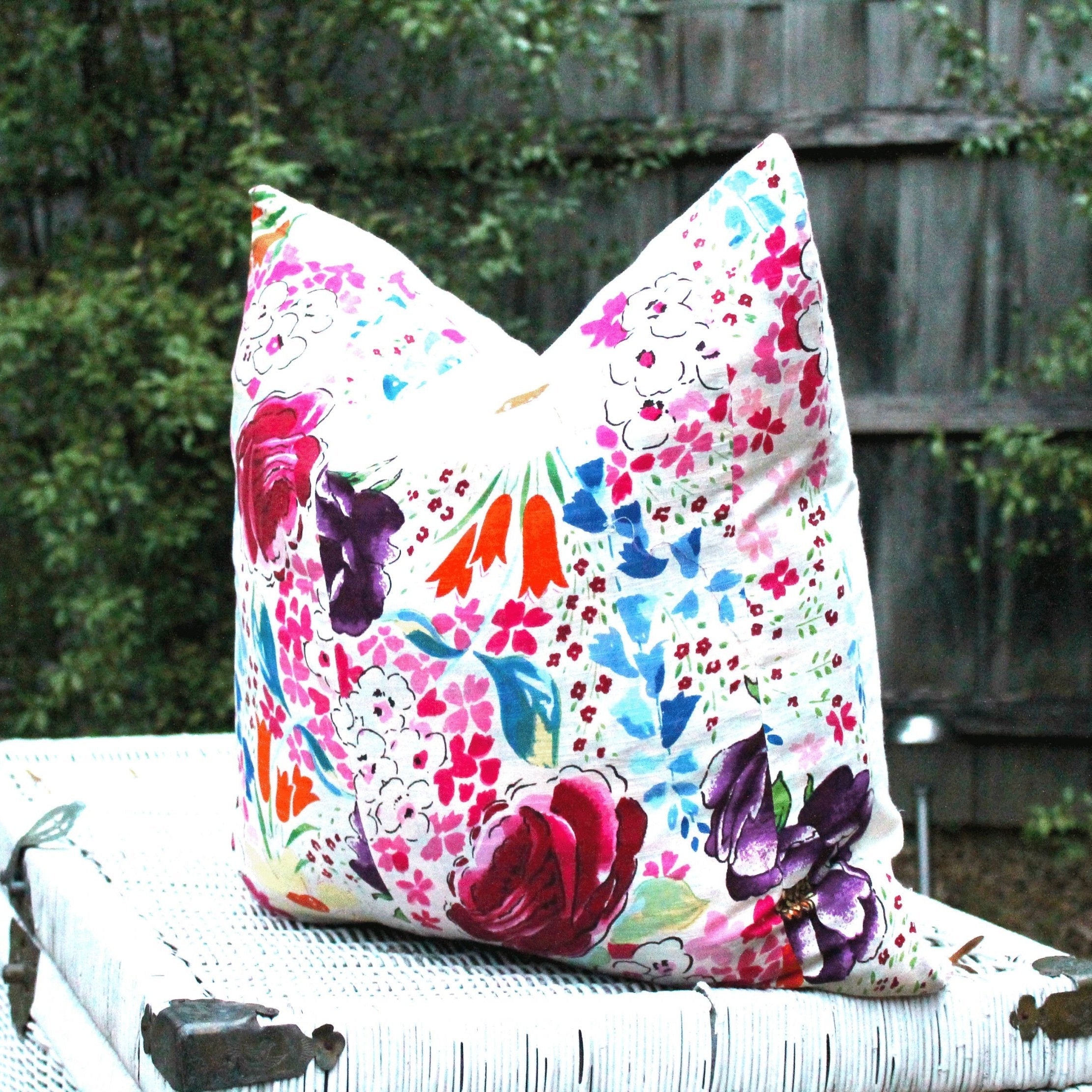 Watercolor Florals Cotton Cushion Cover