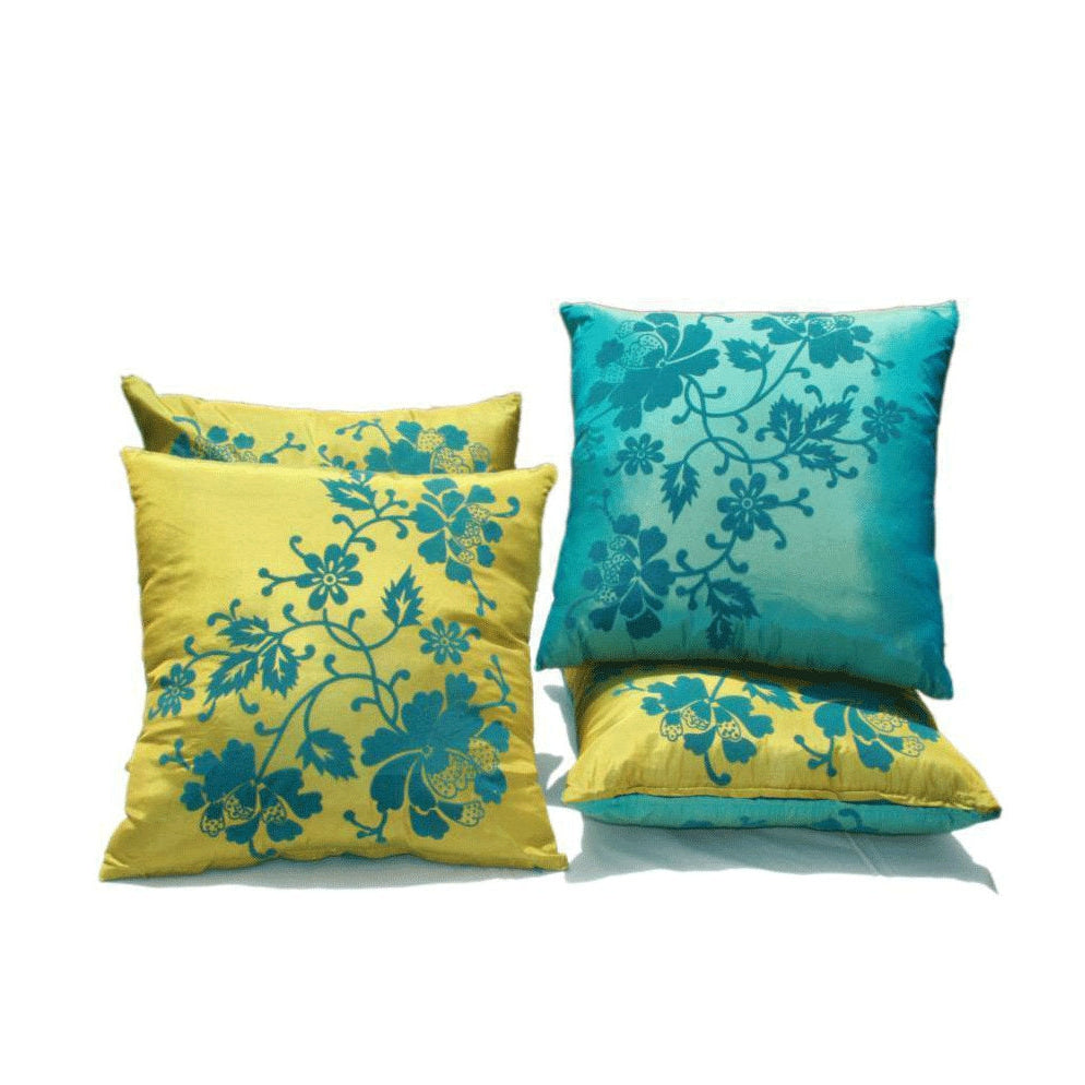 Floral Tranquility Silk Taffeta Cushion Cover