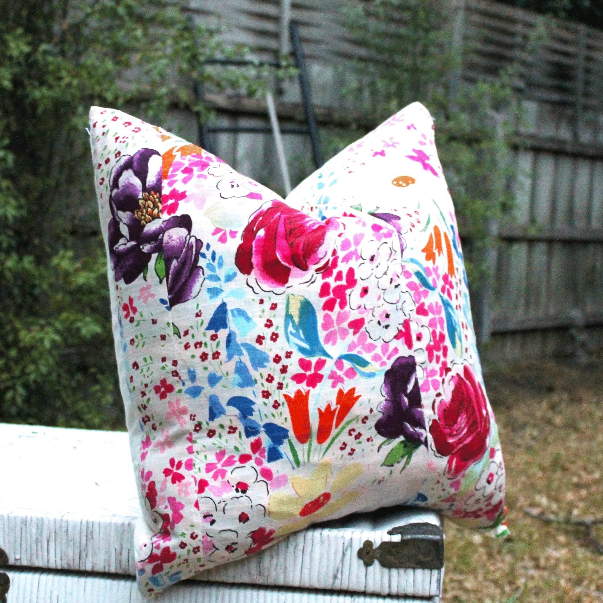 Watercolor Florals Cotton Cushion Cover