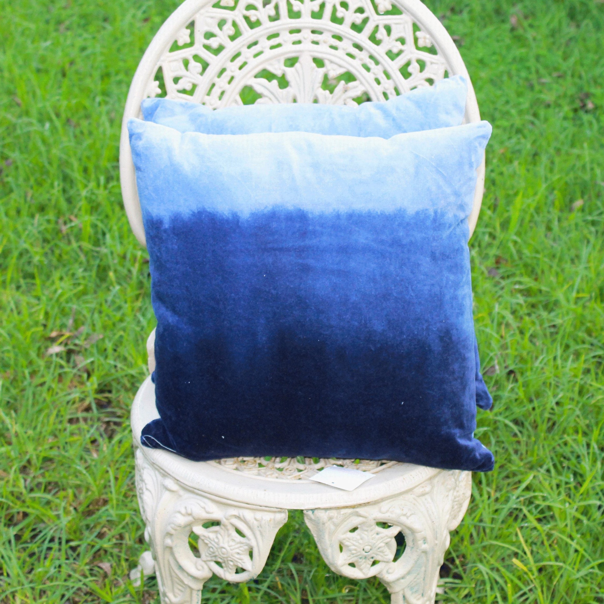 Blue Reflections Velvet Cushion Cover - 100% Cotton