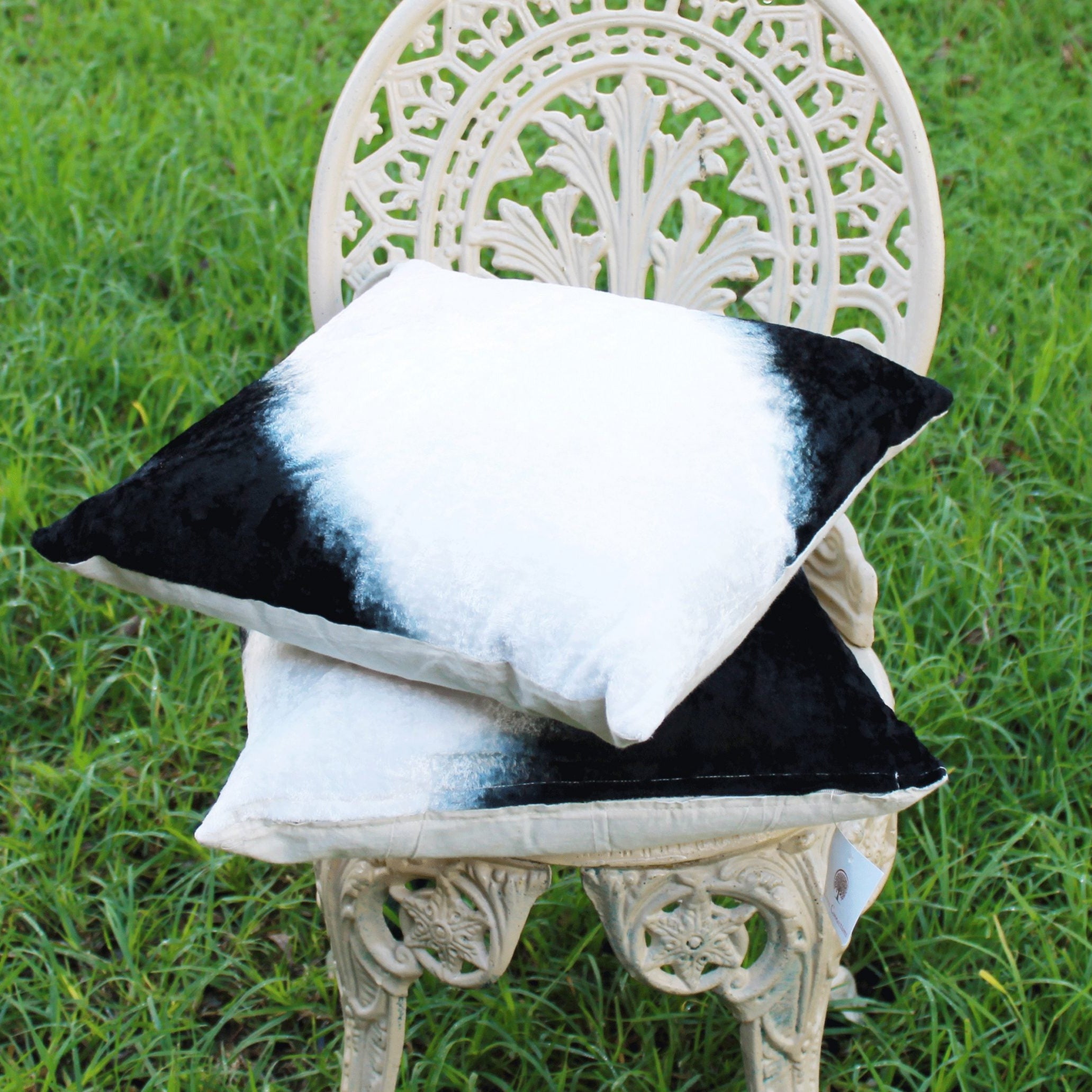 Monochrome Tie Dye Velvet Cushion Cover