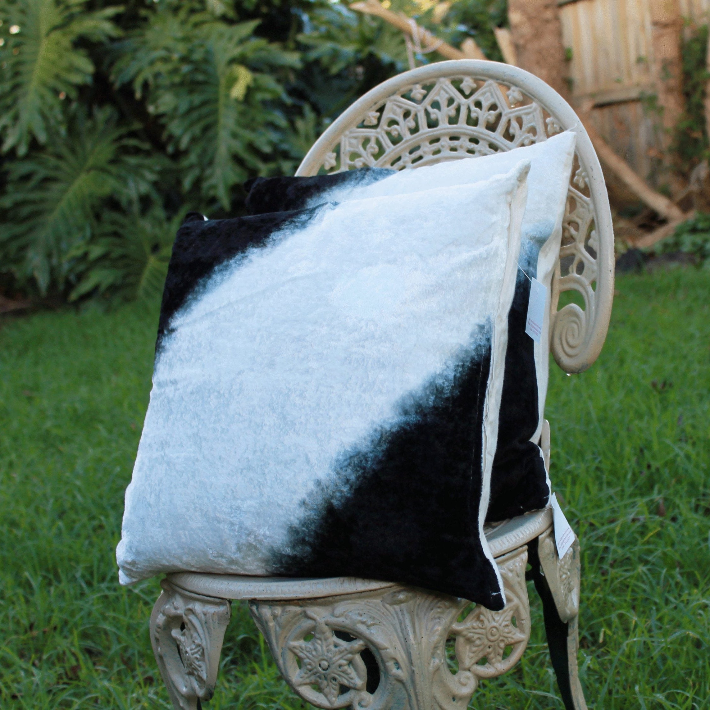 Monochrome Tie Dye Velvet Cushion Cover