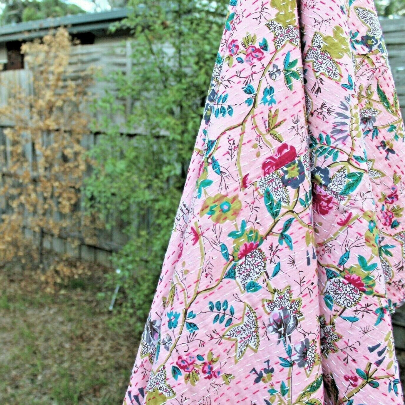 Kantha Quilt - Pink Beauty Design