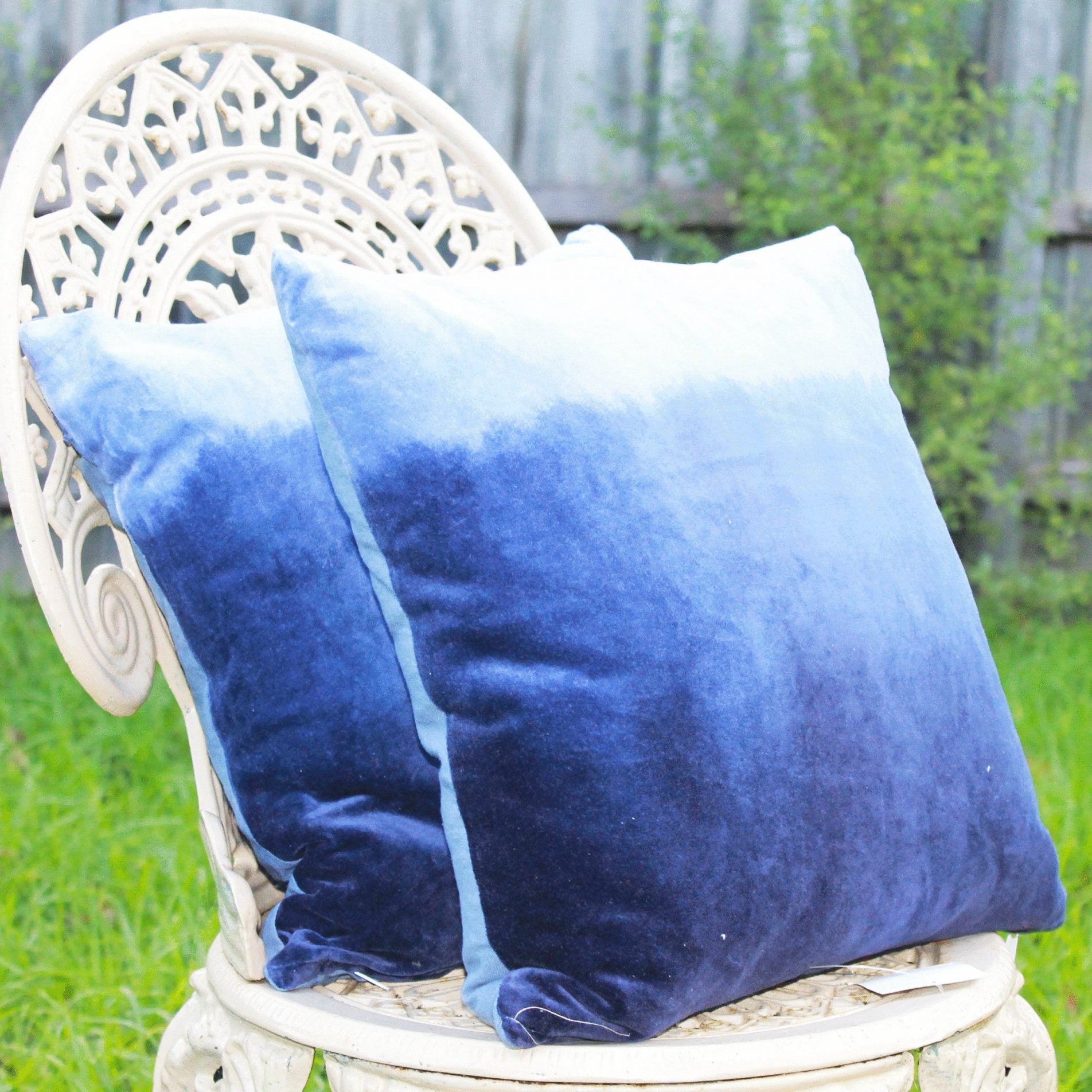 Blue Reflections Velvet Cushion Cover - 100% Cotton