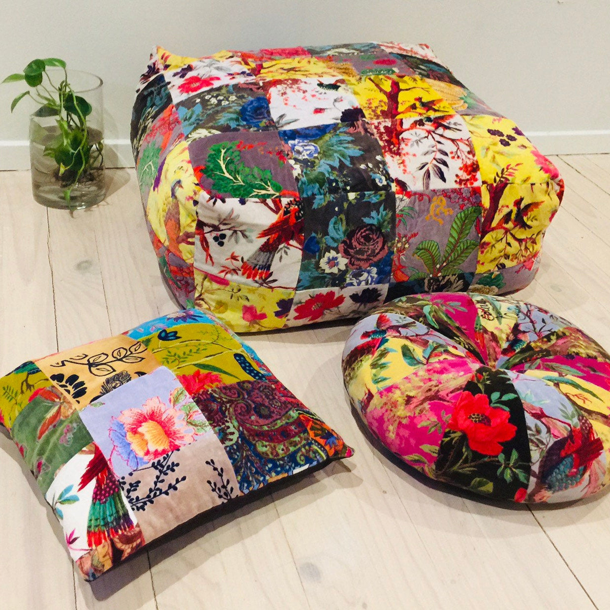 Patchwork Pouffe - Colourful Lagoon