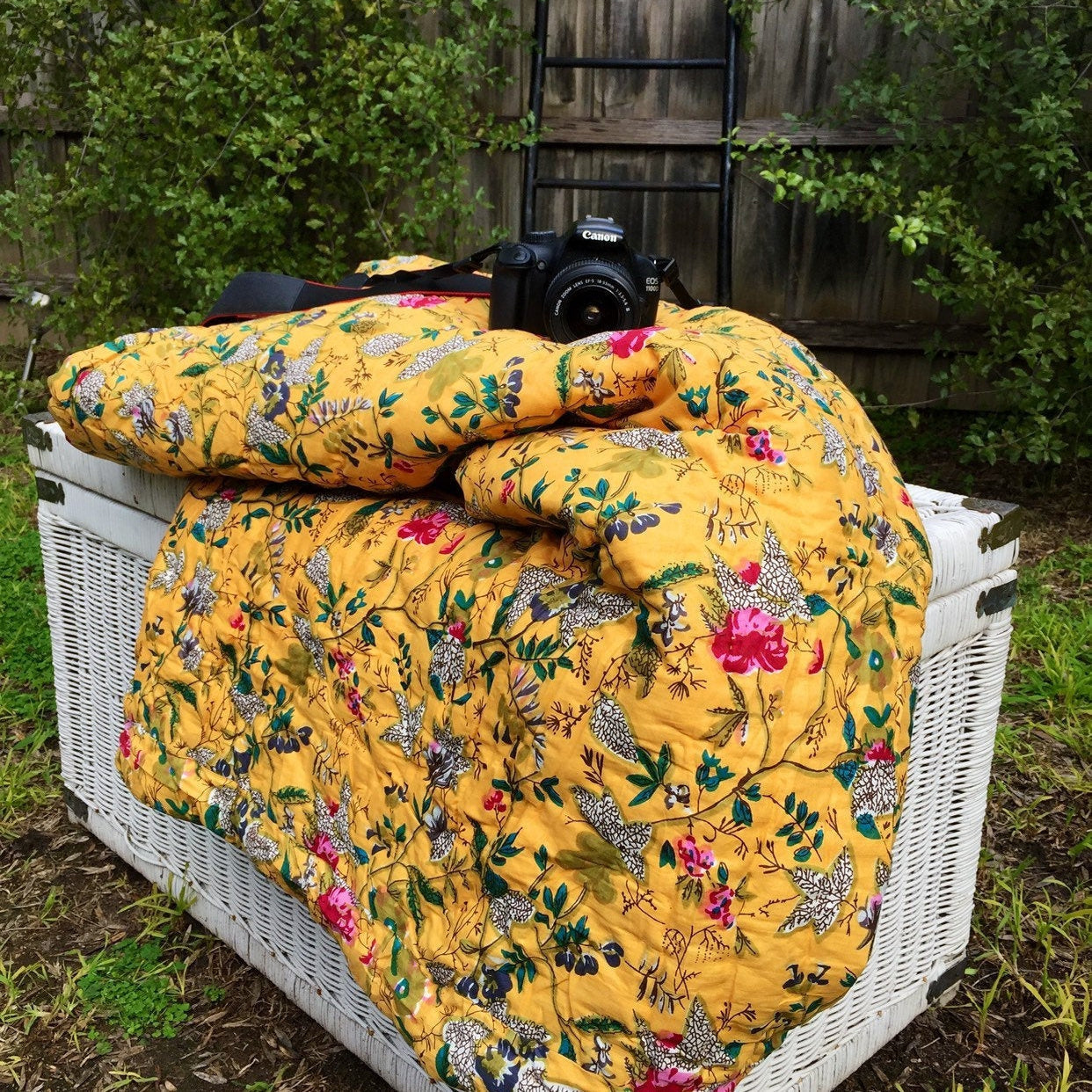 Yellow Haze Kantha Blanket Throw Duvet Set