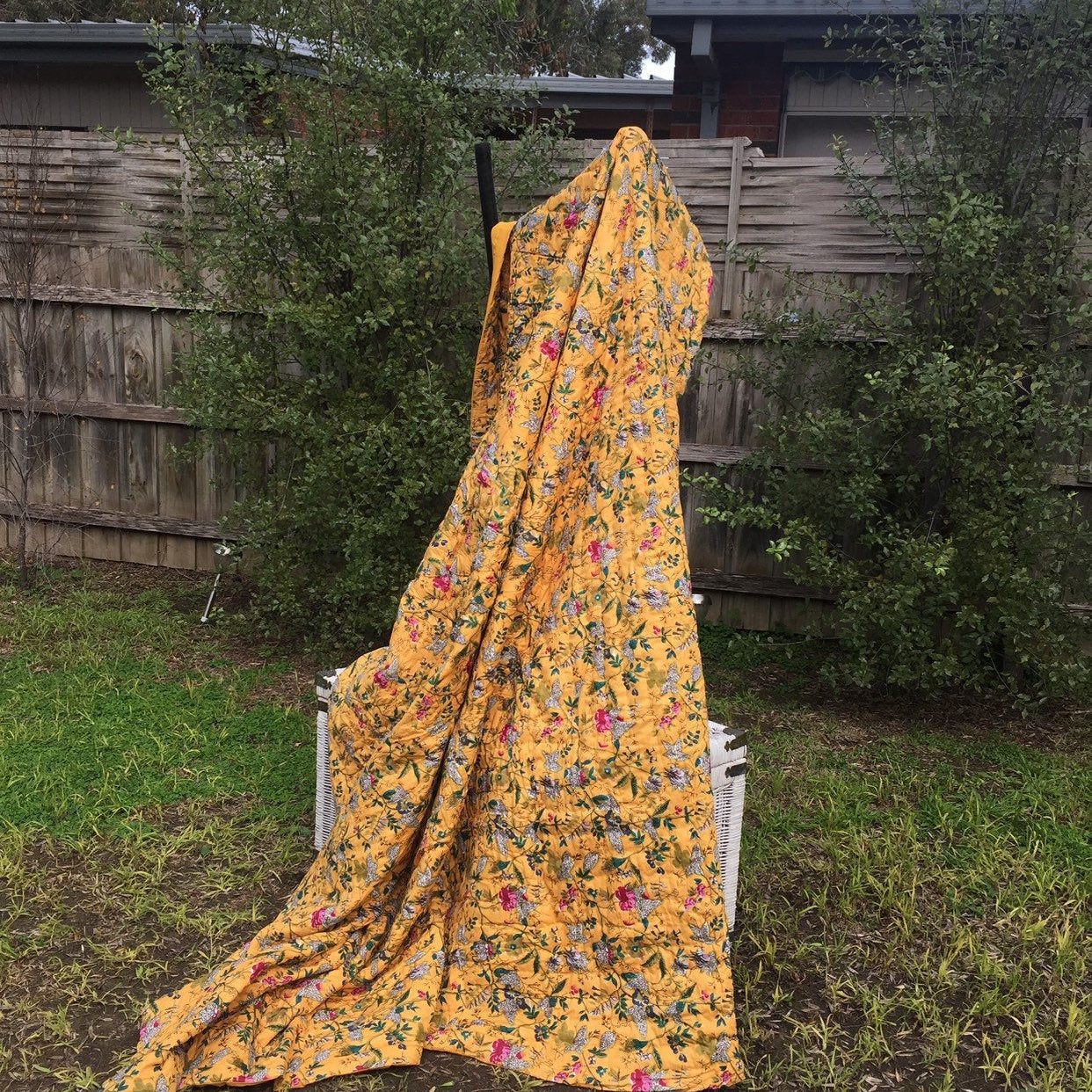 Yellow Haze Kantha Blanket Throw Duvet Set