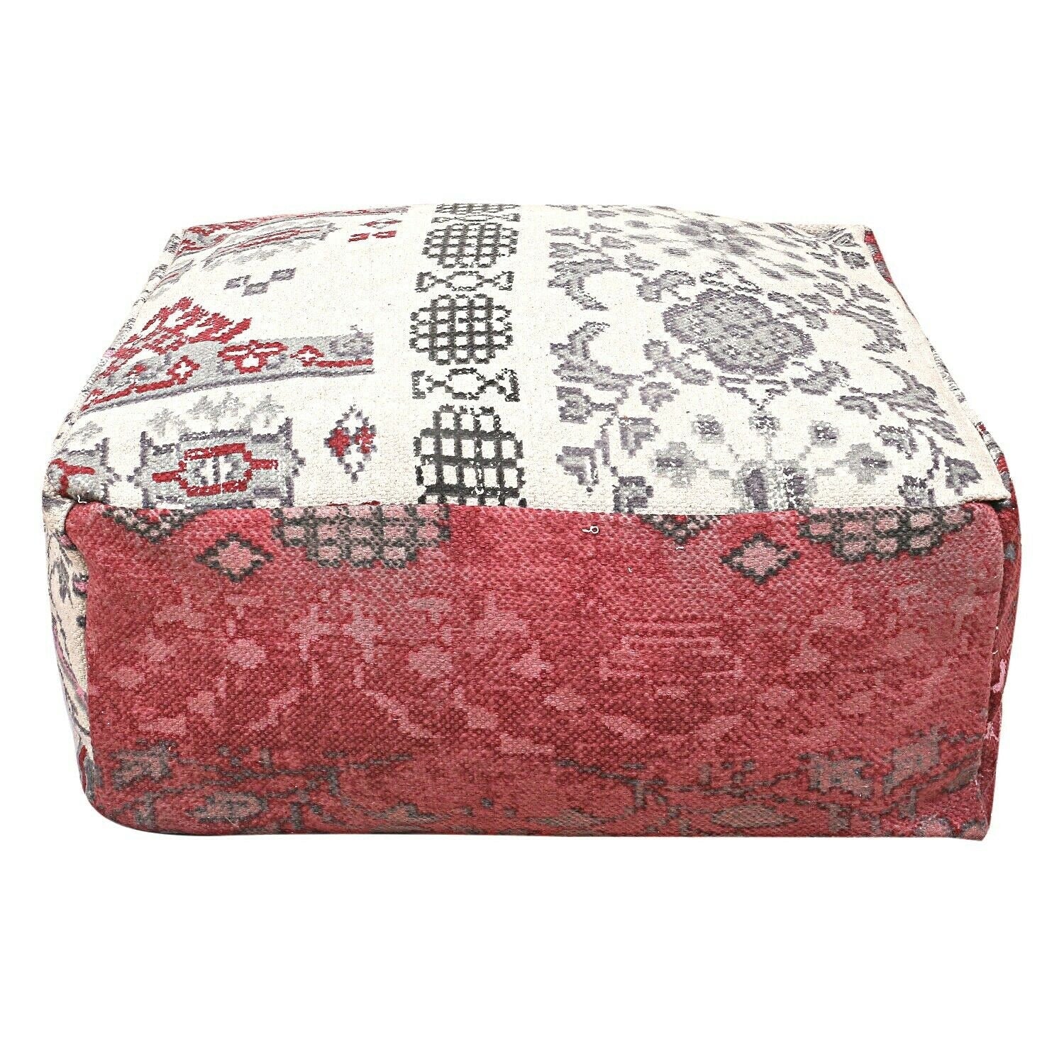 Red & White Moroccan Ottoman Pouf Footstool