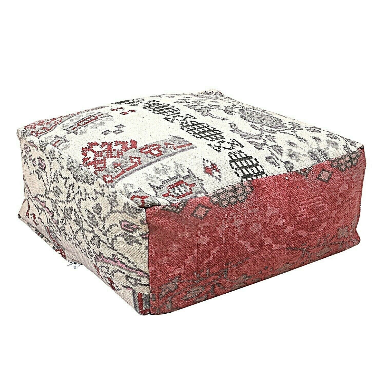 Red & White Moroccan Ottoman Pouf Footstool