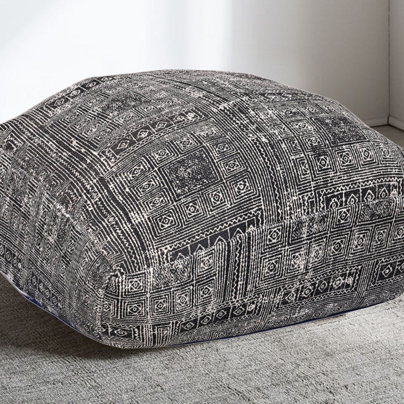 Stunning Black Moroccan Ottoman Cushion Cover