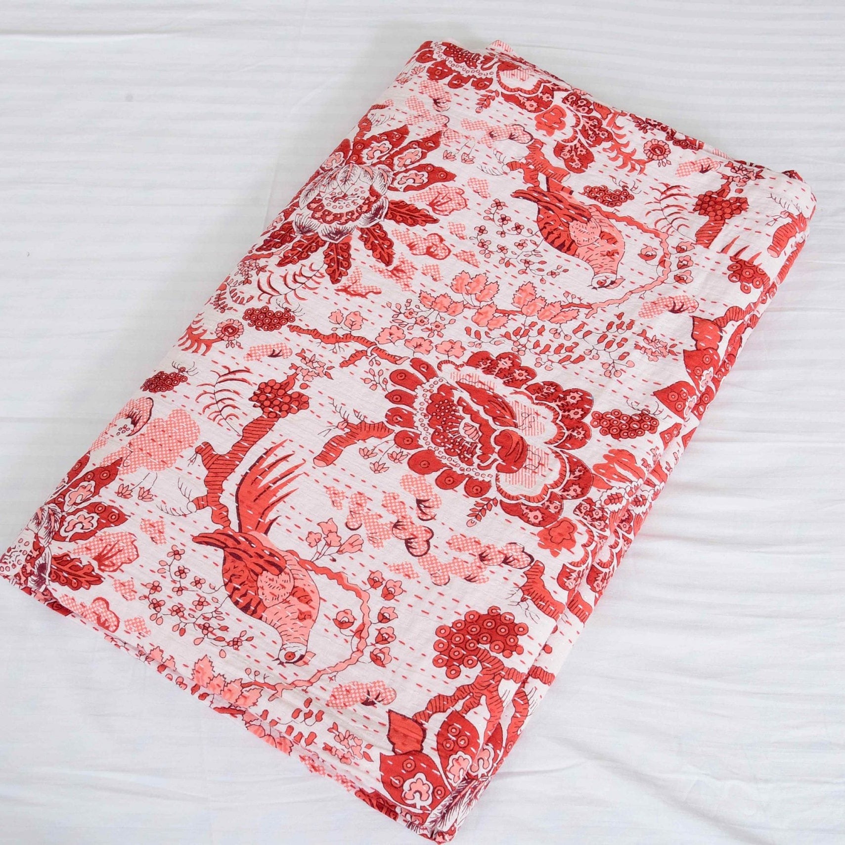 Indian Kantha Quilt - Mischief Pink