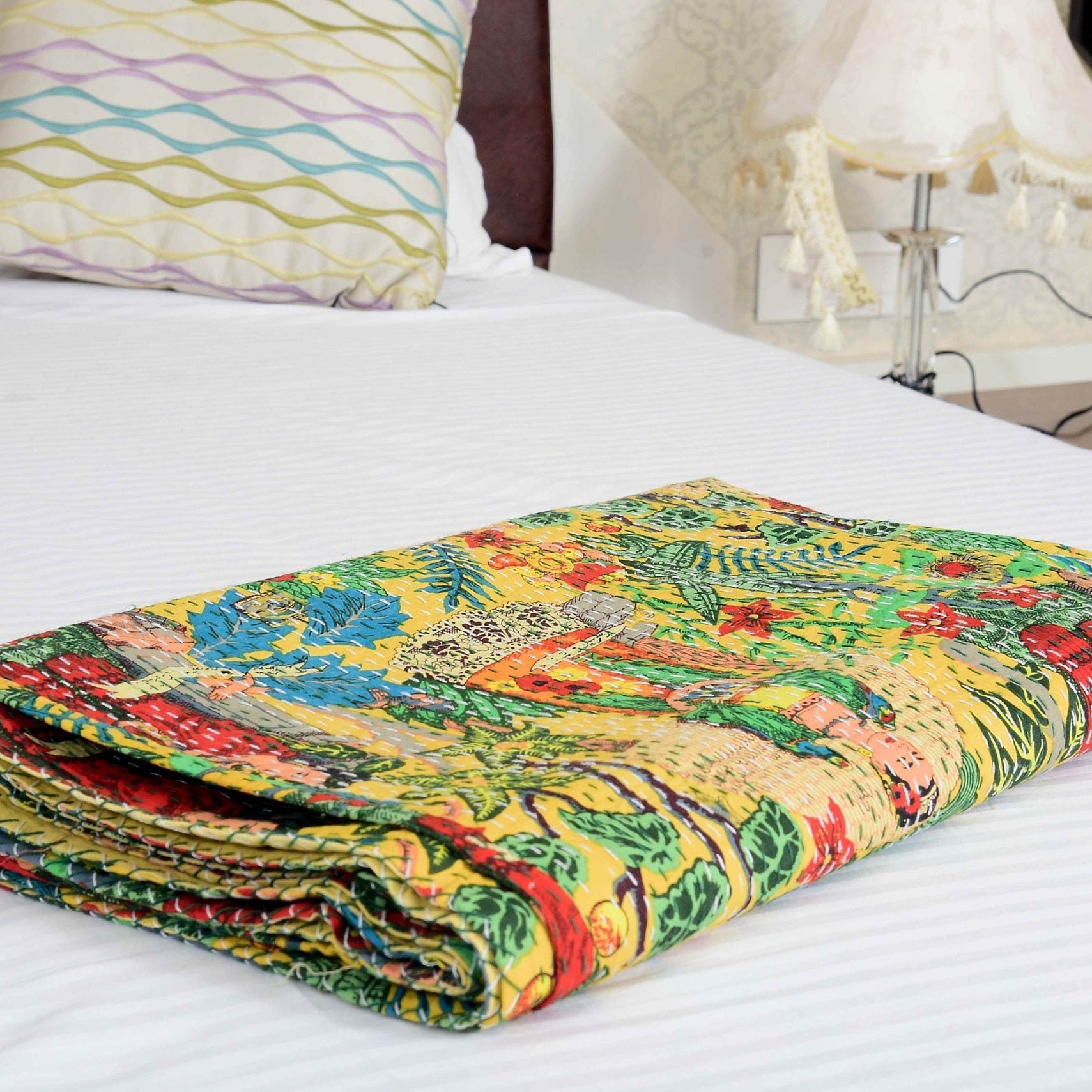 Indian Kantha Quilt - Frida Yellow