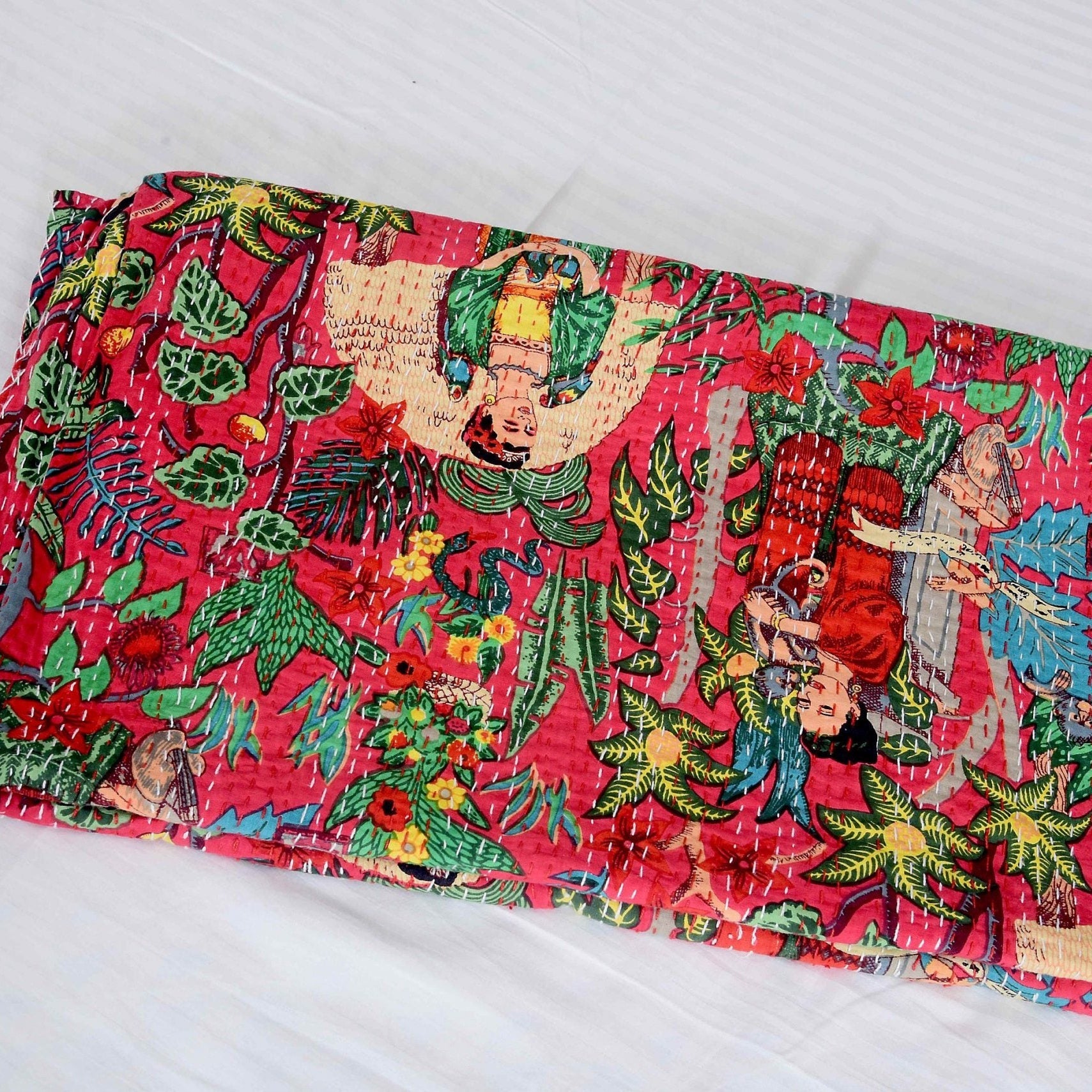 Kantha Quilt - Frida Red