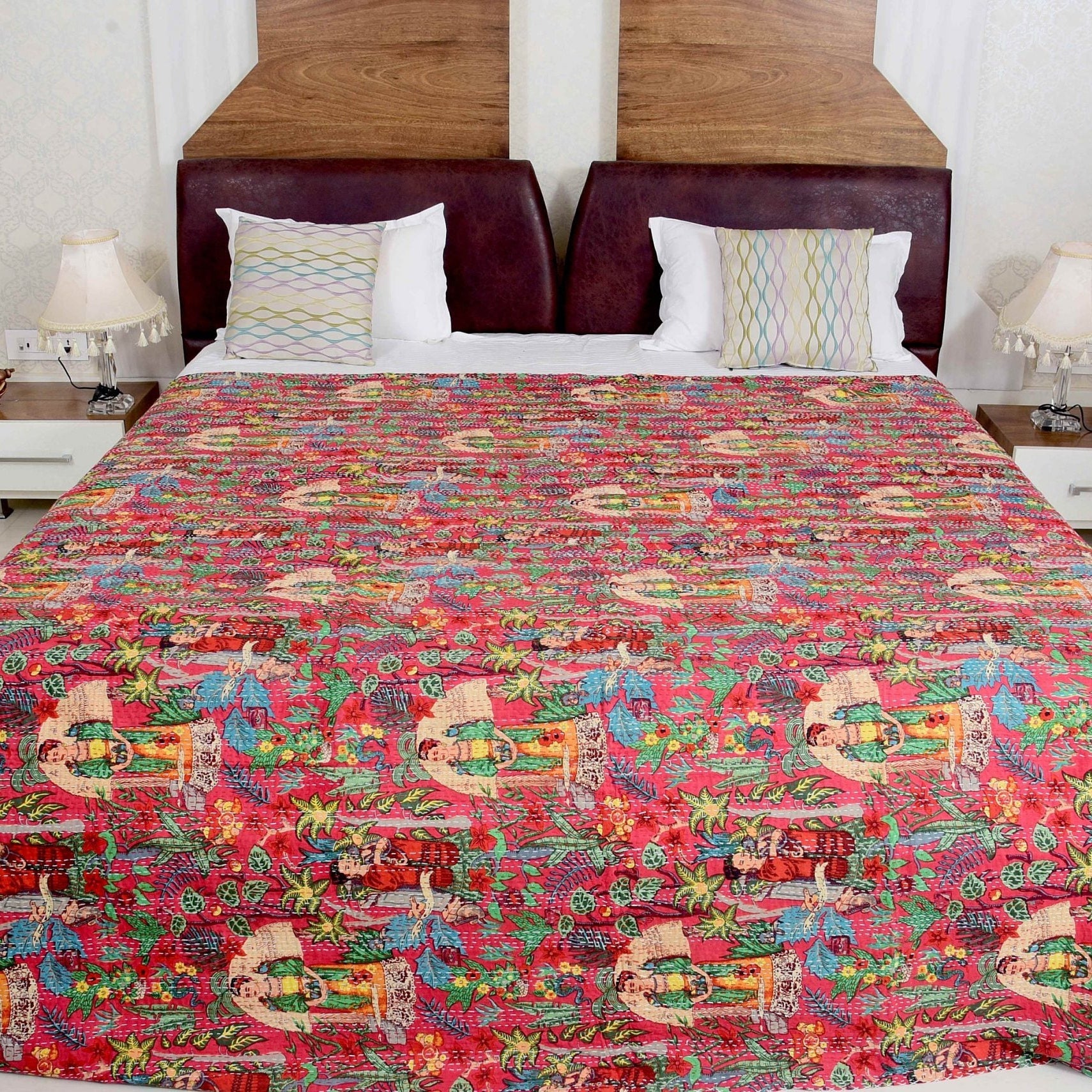 Kantha Quilt - Frida Red