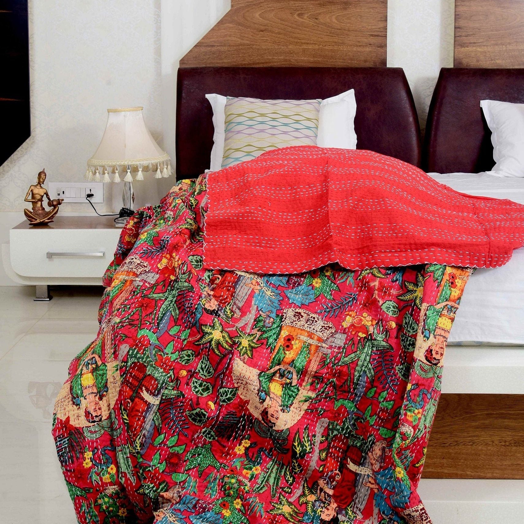 Kantha Quilt - Frida Red