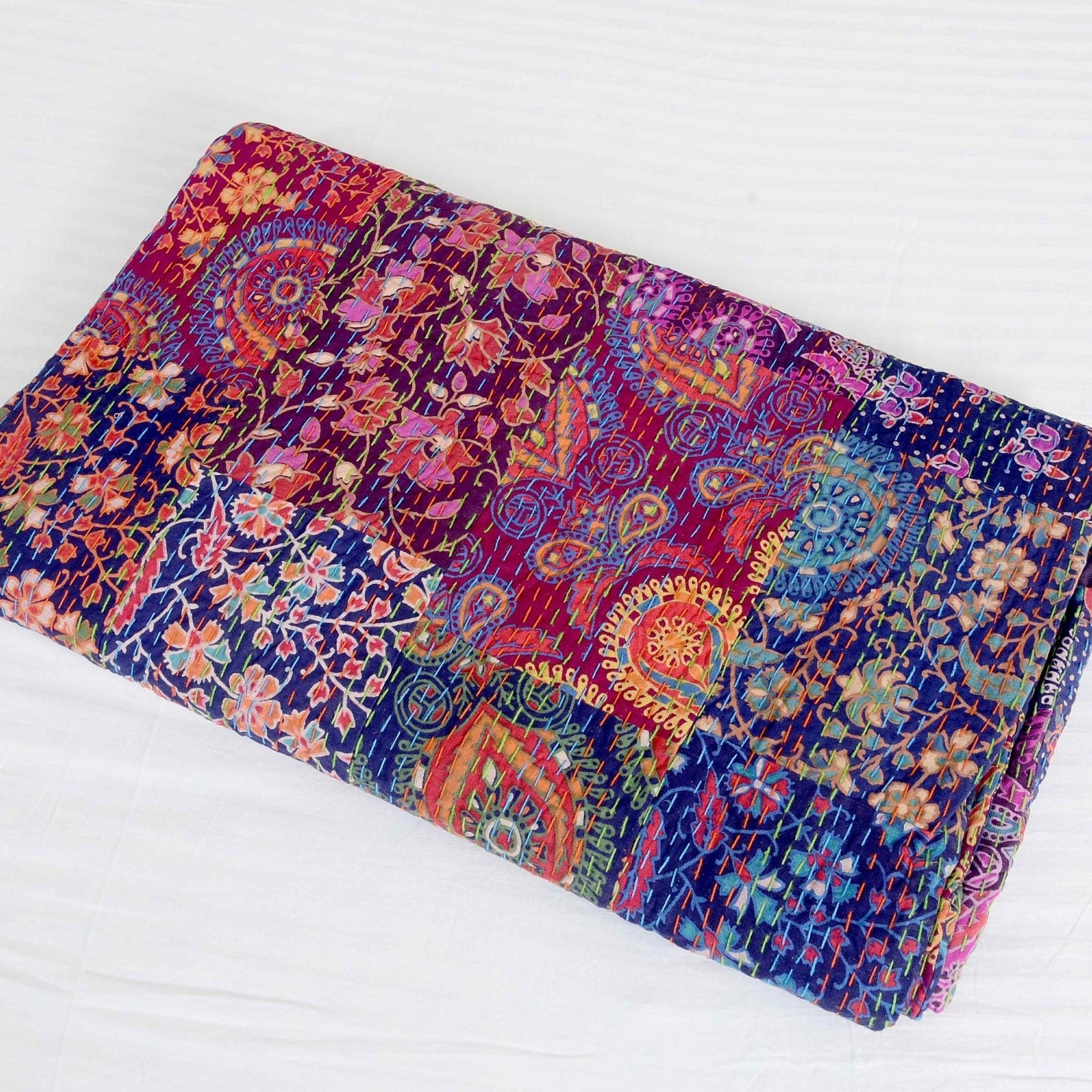 Indian Kantha Quilt - Purple Life