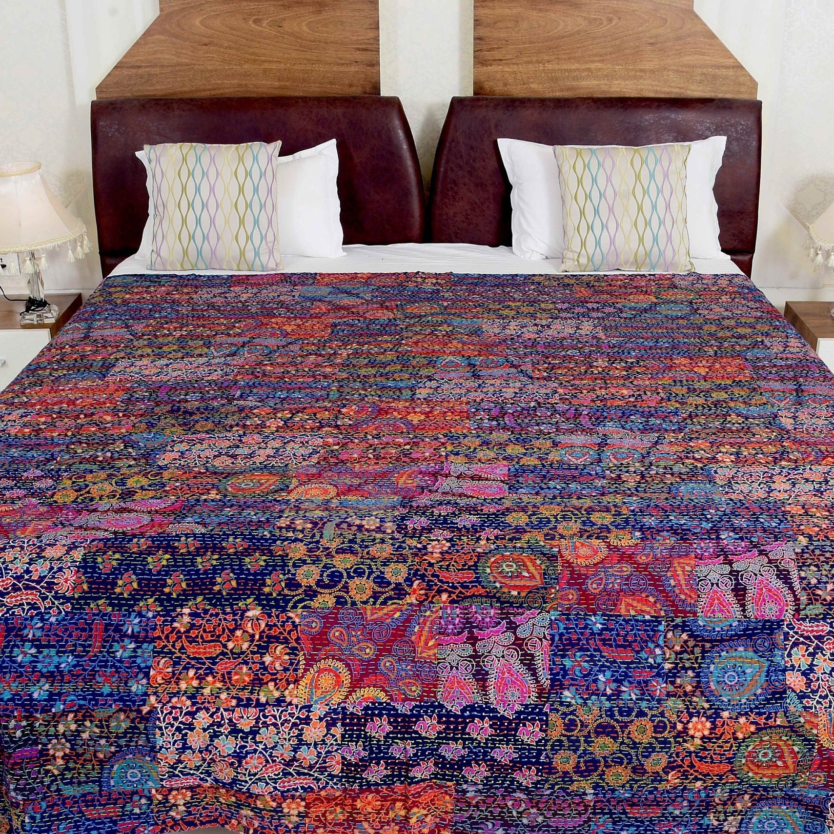 Indian Kantha Quilt - Purple Life