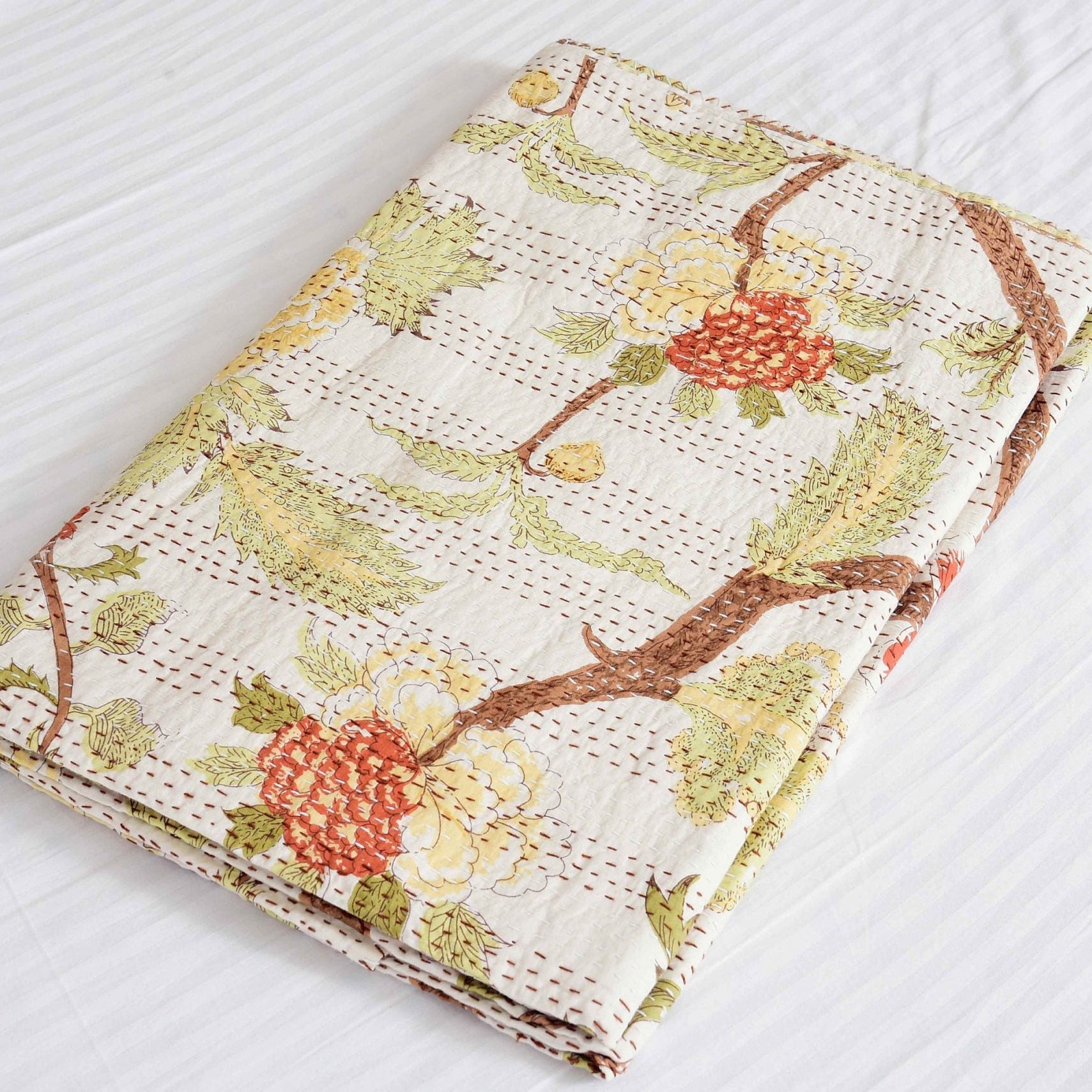 Spiritual Tree Handmade Kantha Quilt - Boho Style