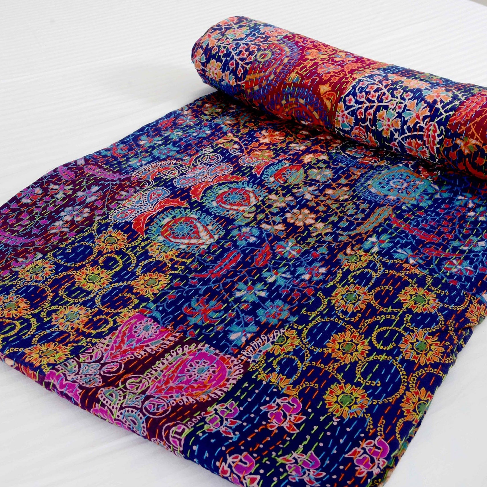 Indian Kantha Quilt - Purple Life